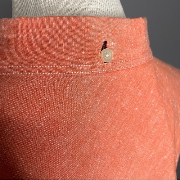 Red/ orange shoulder to shoulder 18” 26” length long sleeve denim button down - Picture 3 of 5